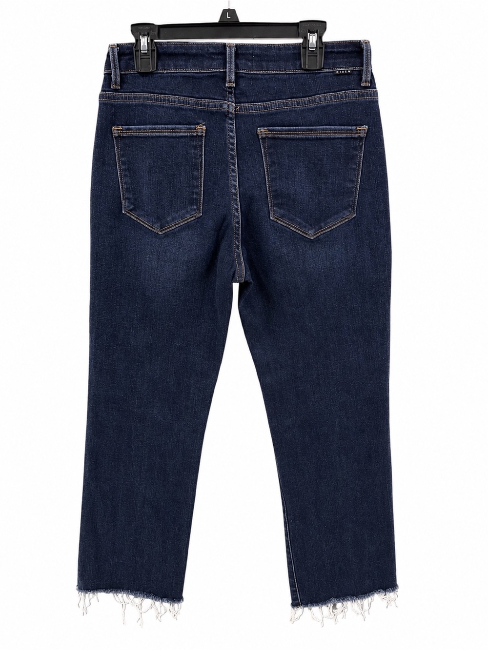 Risen Jeans Women’s 29 Dark Wash High Rise Raw Hem Straight Crop Jeans - Picture 3 of 4